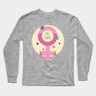 Girl power feminism slogan. Pink symbol of female Long Sleeve T-Shirt